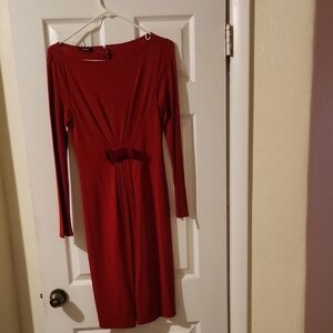 Elegant Red Long-Sleeve Dress...Great Elegant Holiday Addition To Your Wardrobe